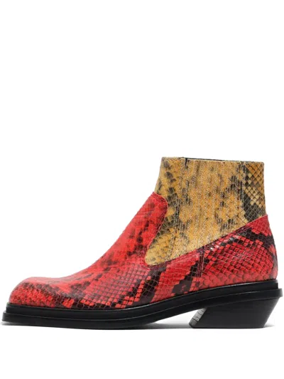 Bimba Y Lola 40mm Snakeskin-embossed Ankle Boots In Red