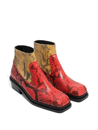 Bimba Y Lola 40mm Snakeskin-embossed Ankle Boots In Red