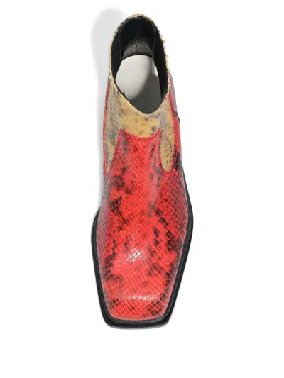 Bimba Y Lola 40mm Snakeskin-embossed Ankle Boots In Red