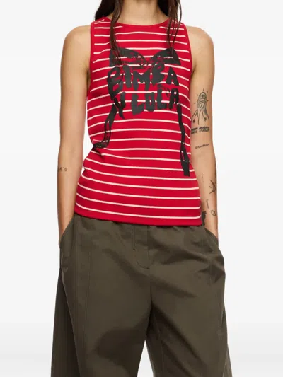 Bimba Y Lola Logo Tie Sleeveless Top In Red