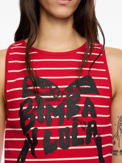 Bimba Y Lola Logo Tie Sleeveless Top In Red