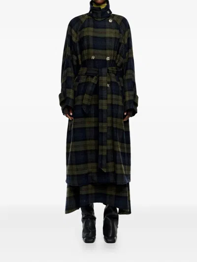 Bimba Y Lola Checked Double-face Double-breasted Coat In Blue