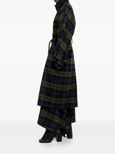 Bimba Y Lola Checked Double-face Double-breasted Coat In Blue