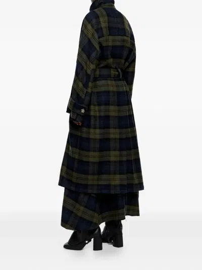 Bimba Y Lola Checked Double-face Double-breasted Coat In Blue