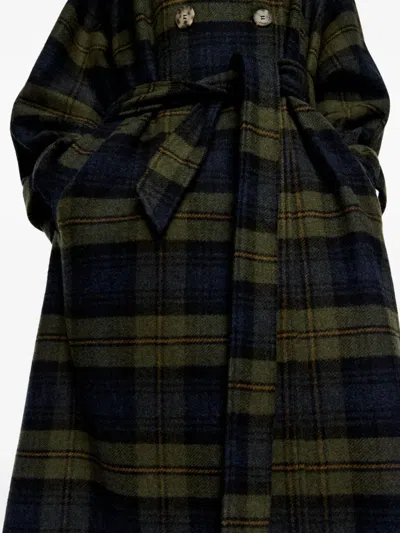 Bimba Y Lola Checked Double-face Double-breasted Coat In Blue