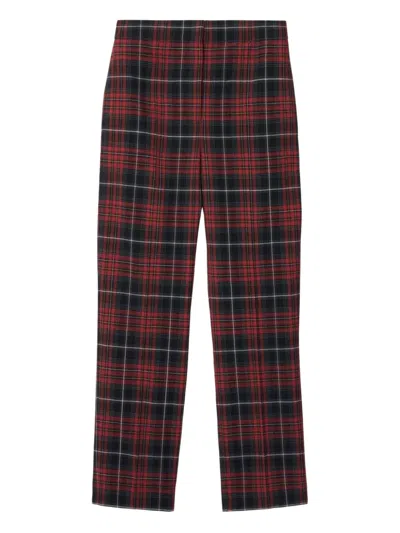 Burberry Checked Pants In Red