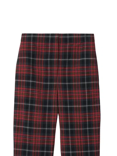 Burberry Checked Pants In Red