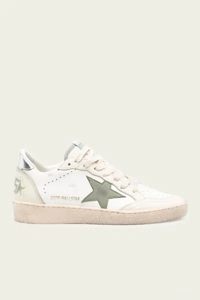 Golden Goose Ballstar Leather Upper Toe And Spur Nabuk Star Laminated Heel In White