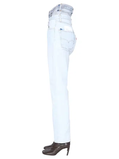 1/off Double-waisted Light Wash Denim Jeans In Blue