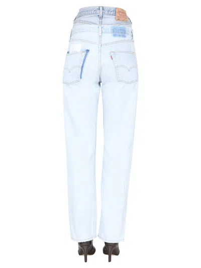 1/off Double-waisted Light Wash Denim Jeans In Blue