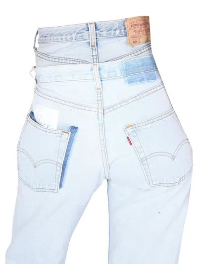 1/off Double-waisted Light Wash Denim Jeans In Blue