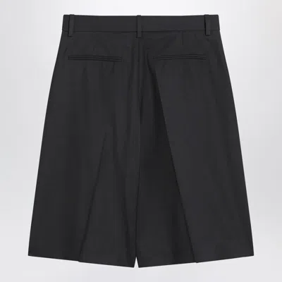 6397 Bermuda 3-pleat Asphalt Grey In Wool In Black