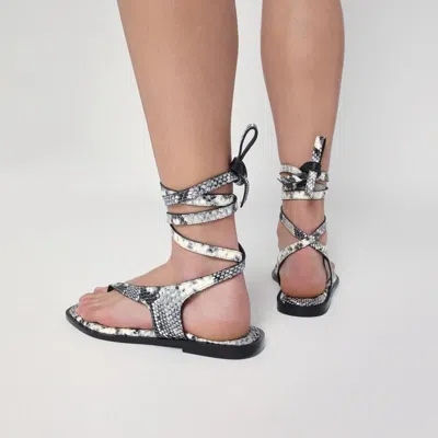 A.emery The Heidi Sandals Snake-effect In Leather In Black
