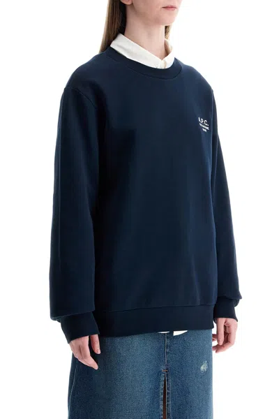 Apc A.p.c. Cotton Sweatshirt With Minimalist Logo And Comfortable Fit In Blue