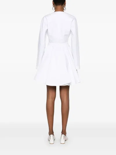 Alaïa Asym Belt Dress In Poplin In White