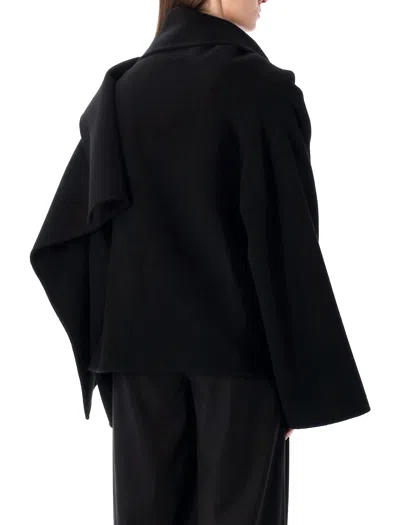Alberta Ferretti Flowing Open Front Cape With Draped Design In Black