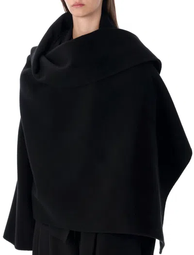 Alberta Ferretti Flowing Open Front Cape With Draped Design In Black