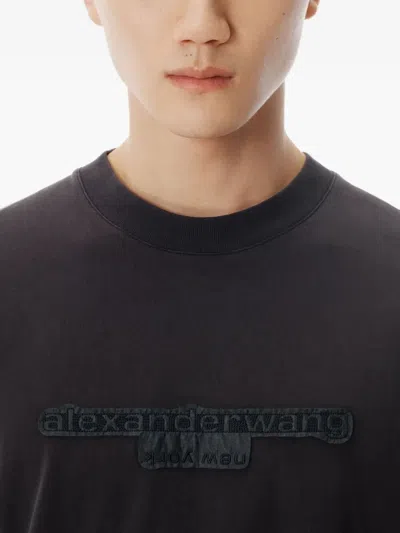 Alexander Wang Oversized Grey Délavé Cotton T-shirt In Blue