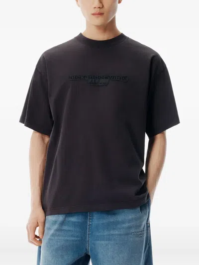 Alexander Wang Oversized Grey Délavé Cotton T-shirt In Blue