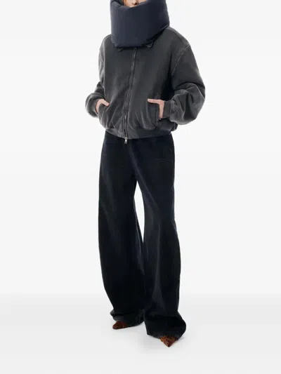 Alexander Wang Wide-leg Black Denim Sweatpants In Black