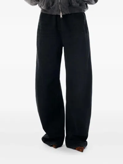 Alexander Wang Wide-leg Black Denim Sweatpants In Black