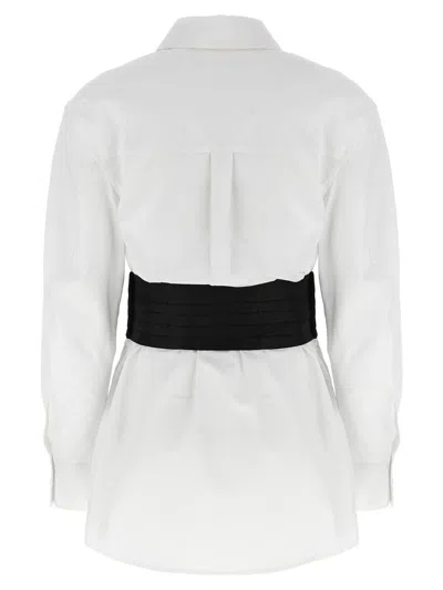 Alexander Wang Mini Shirt Dress With Elastic Waist In Multi