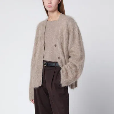 Almada Label Macy Cardigan In Beige Organic Cashmere In Multi
