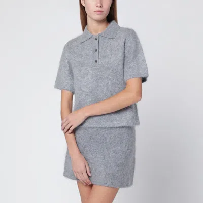 Almada Label Maika Polo In Grey Brushed Cashmere In Multi