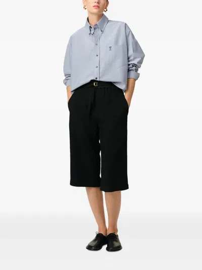 Ami Alexandre Mattiussi Ami Paris Chemise Cropped Oversize Col Button In Blue
