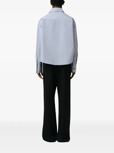 Ami Alexandre Mattiussi Ami Paris Chemise Cropped Oversize Col Button In Blue
