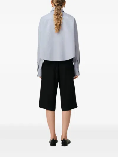 Ami Alexandre Mattiussi Ami Paris Chemise Cropped Oversize Col Button In Blue