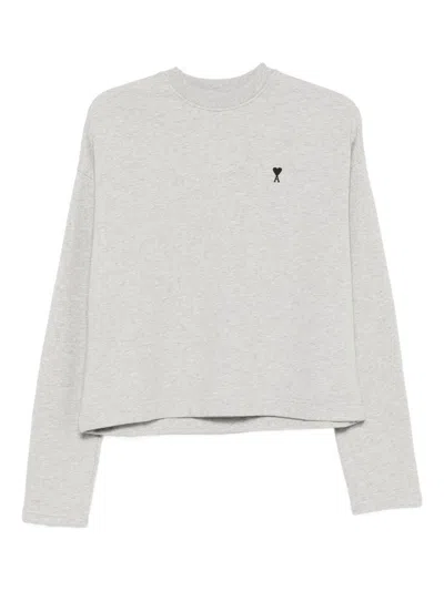 Ami Alexandre Mattiussi Ami Paris Women Ami De Coeur Cotton Sweatshirt In Gray
