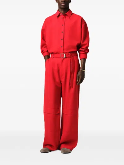 Ami Alexandre Mattiussi Ami Paris Red Overshirt Tied At The Back In Red