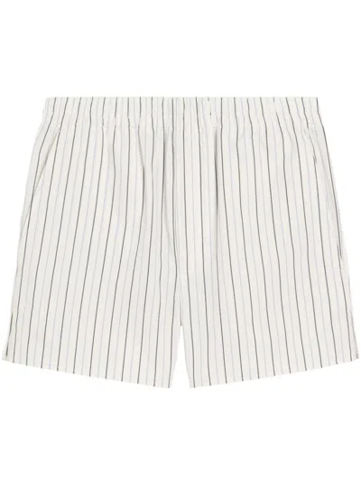 Ami Alexandre Mattiussi Ami Paris White Shorts With Black And Light Blue Stripes In White