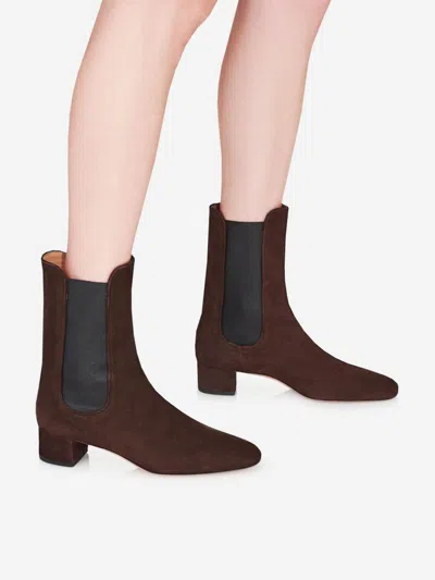 Aquazzura Lyon Suede Chelsea Ankle Booties In Brown
