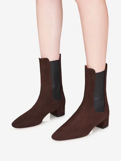 Aquazzura Lyon Suede Chelsea Ankle Booties In Brown