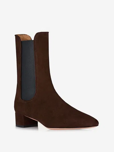 Aquazzura Lyon Suede Chelsea Ankle Booties In Brown