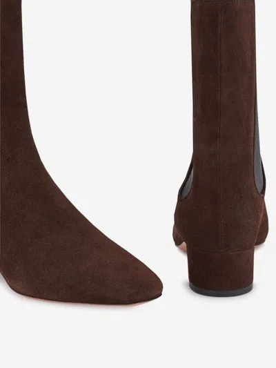 Aquazzura Lyon Suede Chelsea Ankle Booties In Brown