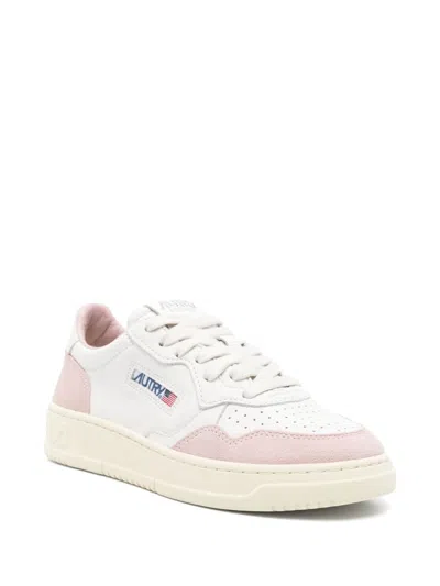 Autry Medalist Low Leather And Suede White And Powder Sneakers In Multi