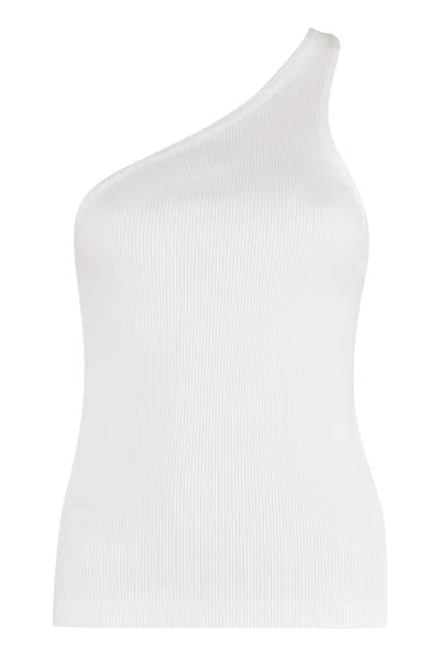 Agolde One-shoulder Ribbed Sleeveless Top In White