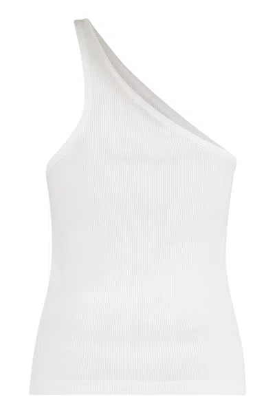 Agolde One-shoulder Ribbed Sleeveless Top In White