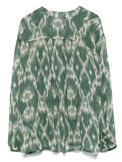 Ba&sh Menaelle Khaki Beige Printed Blouse In Multi