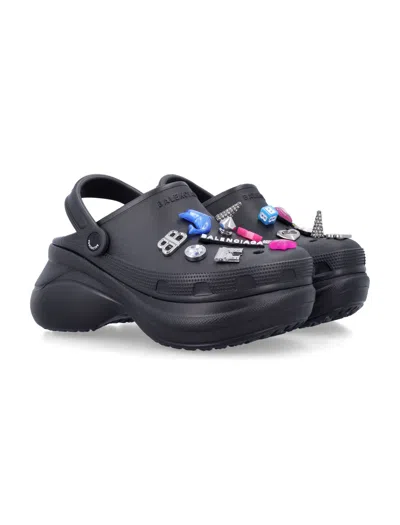 Balenciaga Women Crocs Jibbitz Sandals In Black