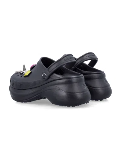 Balenciaga Women Crocs Jibbitz Sandals In Black