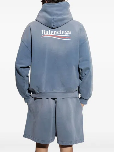 Balenciaga Faded Blue Classic Hoodie Sweater In Blue
