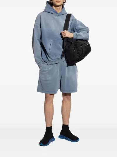Balenciaga Faded Blue Classic Hoodie Sweater In Blue