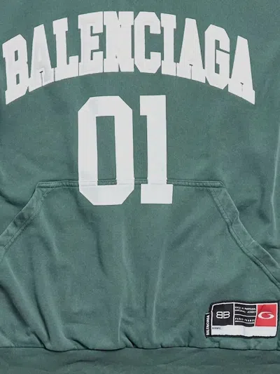 Balenciaga Hoodie Featuring Basketball Theme And Kangaroo Pocket In Green