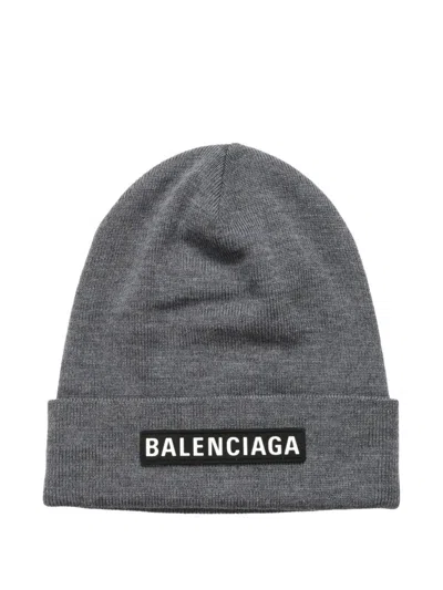 Balenciaga Bal Patch Beanie In Gray