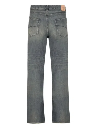 Balenciaga Loose Washed Jeans In Blue/grey/yellow In Gray