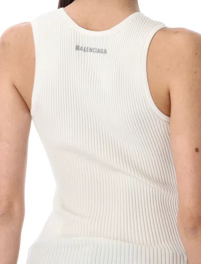 Balenciaga Ribbed Texture Sleeveless Top In White